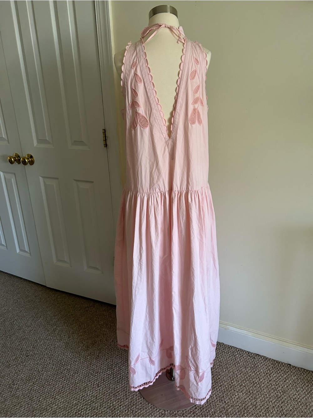 Stella Nova Anthropologie Pink Embroidered Eyelets Maci Sleeveless Dress size L - Picture 6 of 11
